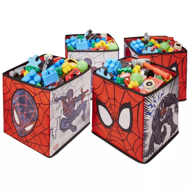 LOT DE 4 cubes de rangement pliables et décoratifs - Marvel Spiderman 28 cm  x 28 EUR 39,10 - PicClick FR