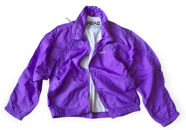 1980's Head Sportwear Women Purple Sport Jacket Track Tennis Warmup Vintage  *Up