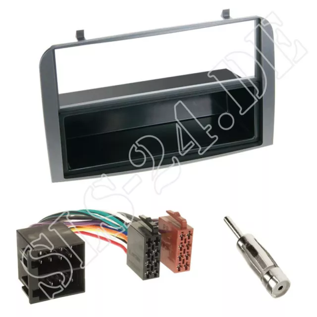 Alfa Romeo 147 GT Doppel-DIN Radioblende anthrazit+Fach+ISO Radioadapter+Antenne