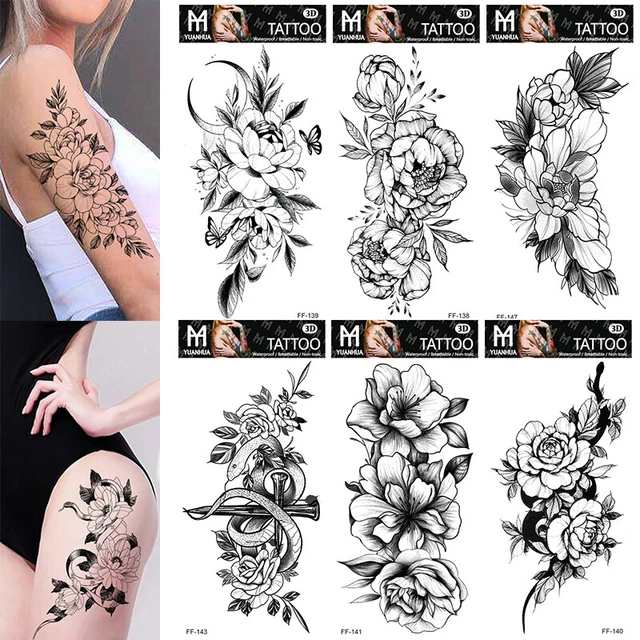 5 Stück Phoenix On Fire Tattoo-Aufkleber Semi-permanent – Wasserdicht, Pflanzenbasierte Tinte, Hautfreundlich