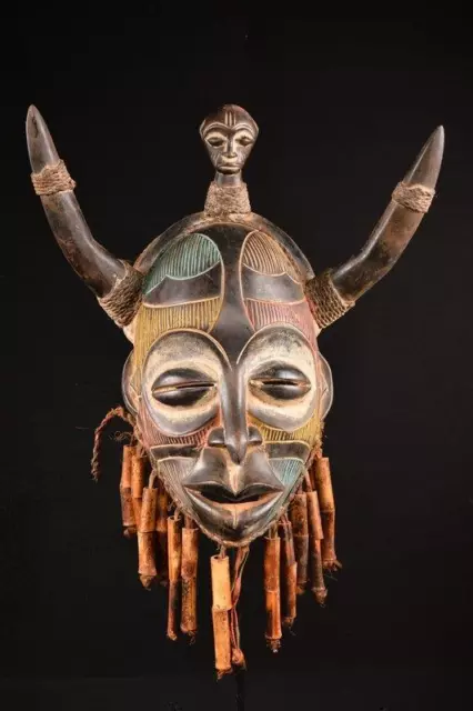20219 African Old Chokwe King Mask / Dr Congo