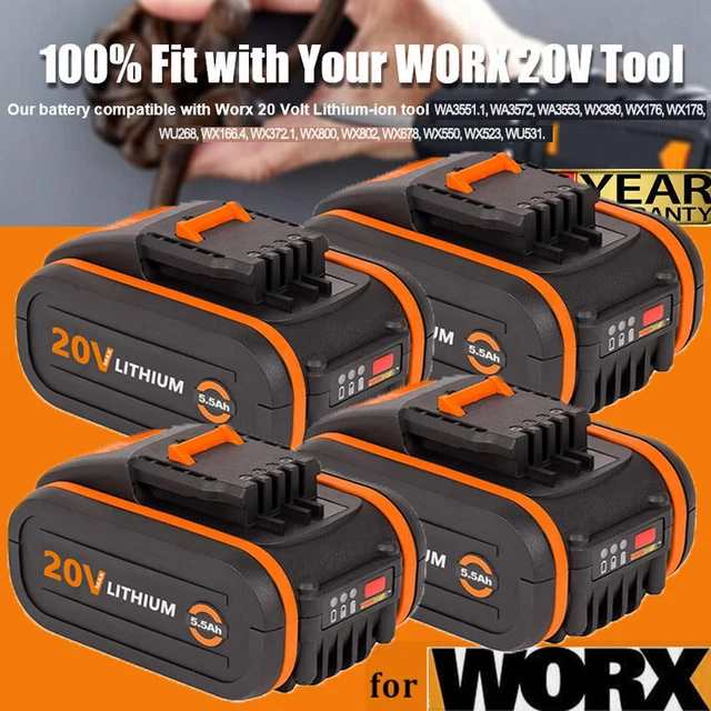 Batterie Worx 20v 5ah Batterie 20V Pour Outils Worx Lot De
