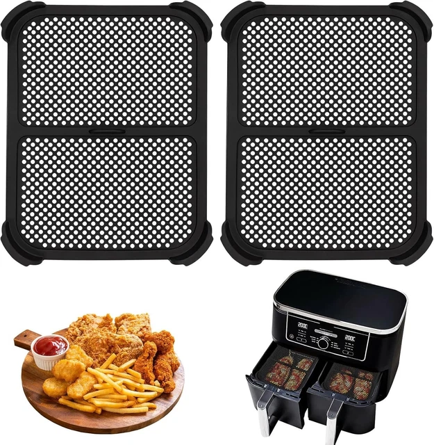 2 Stück Airfryer Zubehör Für Ninja Crispi FN101EU, Edelstahl Spritzschutz + Silikonmatten Für Ninja Crispi Air Fryer, Wiederverwendba Airfryer Silikonform (Blau