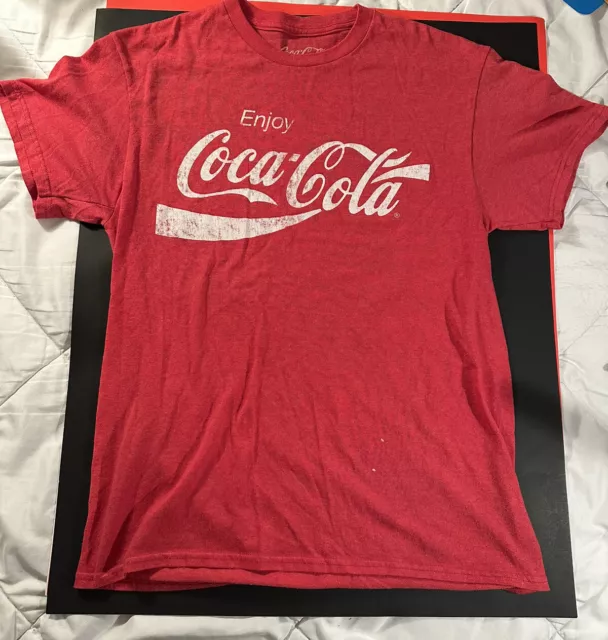 Coca-Cola Mens T Shirt Size M Red Enjoy Coca Cola Coke Distressed Classic