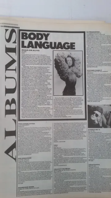 DEAD OR ALIVE PETE BURNS 'Nude album review'  1989 UK ARTICLE / clipping