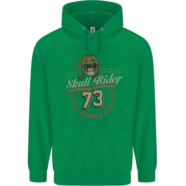 Felpa con cappuccio Skull Rider moto biker moto uomo 80% cotone 9