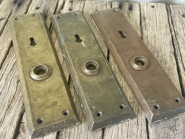 VINTAGE Solid Brass SANDERS DOOR FURNITURE Handle Plate Keyhole