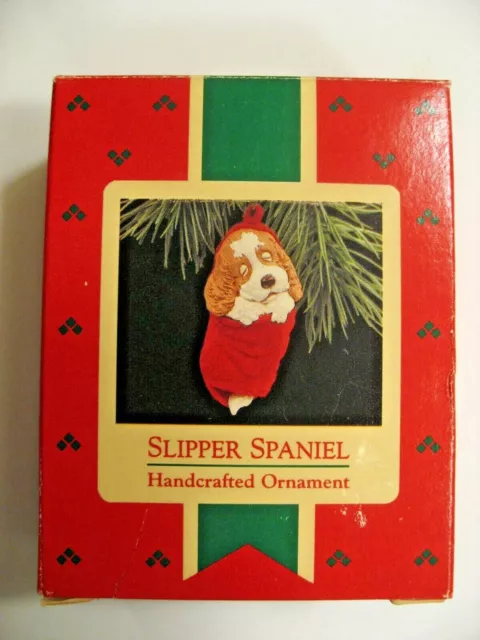 Hallmark Keepsake Ornament Slipper Spaniel Christmas Ornament 1988