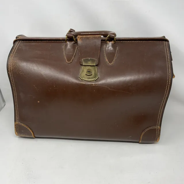 Antique Brown Doctors Bag Farley Leather Goods Chicago Illinois