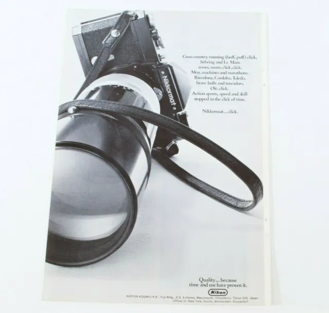 Nikon Nikkormat Cámara fotográfica Nippon Anuncio impreso Anuncio Original...
