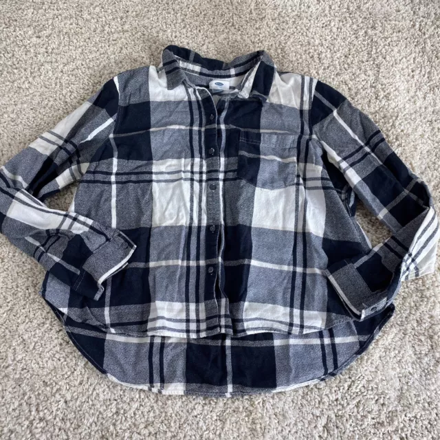 old navy womens size XL button up blouse black white plaid