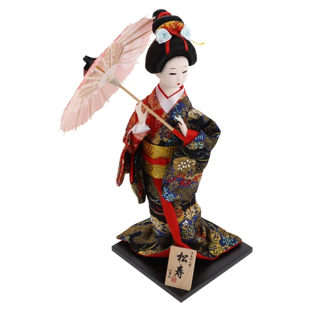 Statuette De Geisha Japonaise En Tissu - Poupée Décorative 12 Pouces Avec Kimono - Décoration Maison, Bureau, Magasin - Cadeau Ethnique - 10