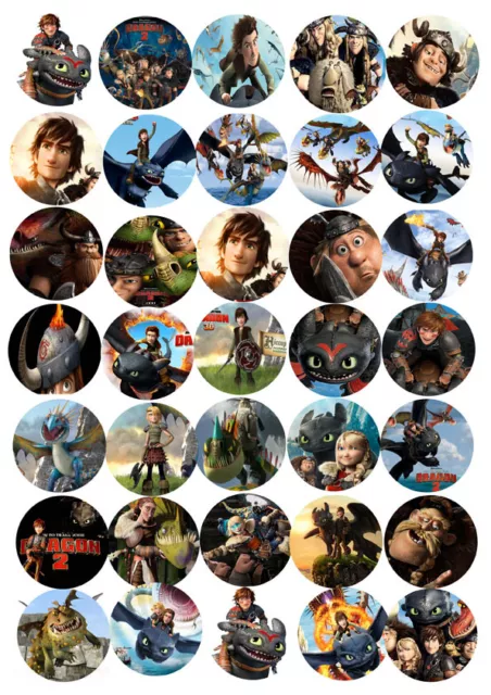 30 x How to Train Your Dragon Edible Rice Wafer Paper Cup Cake Toppers CUTout