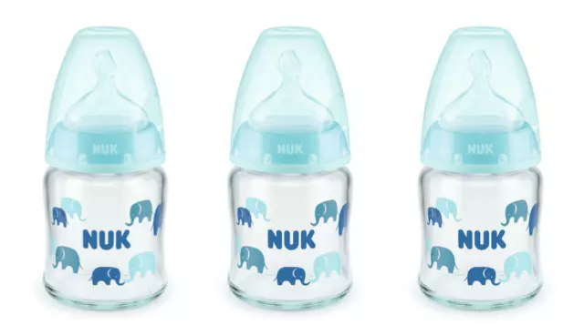 NUK First Choice Baby Glas Flasche Temperature Control 120 ml mit Silikonsauger