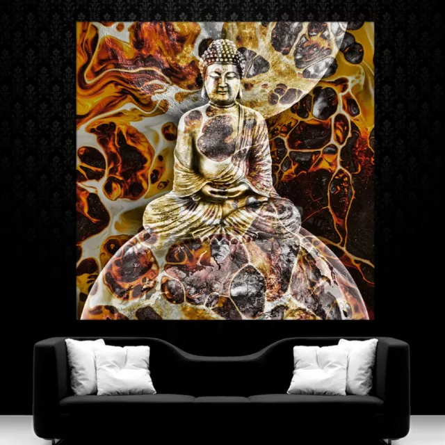 Leinwand Bild Er Xxl Pop Art Buddha Mond Erde Bunt Yoga Zen Graffiti Abstrakt