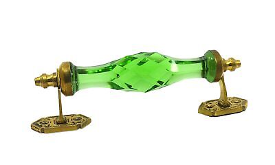 Vintage Style Glass Door Handle Cabinet Pull Brass Fitted Crystal Cabinet Green
