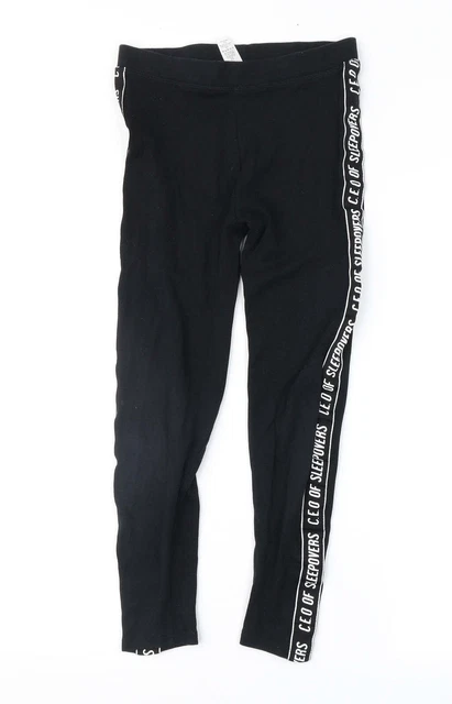 George Girls Black Geometric Cotton Jogger Trousers Size 9-10 Years  Regular