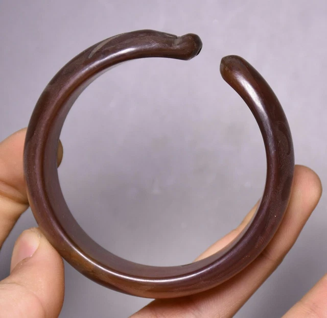 8.5CM Rare China Natural Old Jade Carving  Yu Pig Dragon Hook Bracelet Bangle