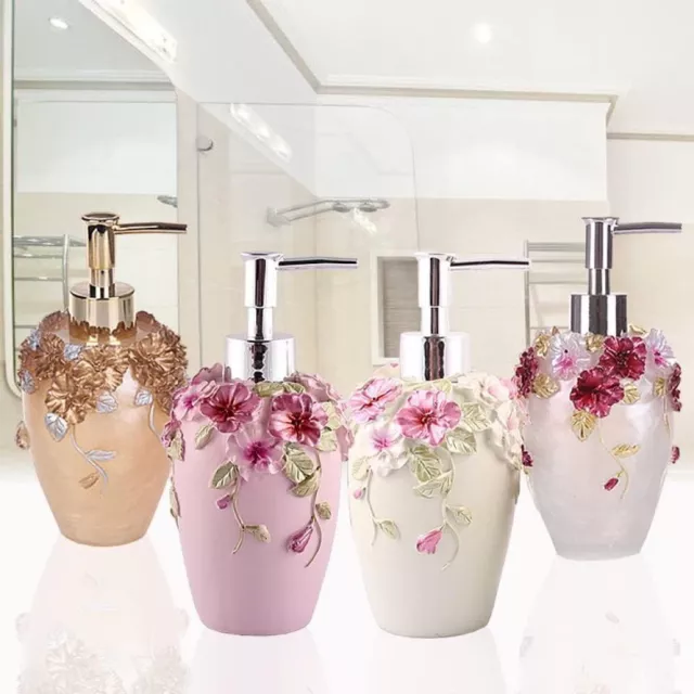 Floral Liquid Lotion Dispenser European style Press Refillable Bottle  Hotel