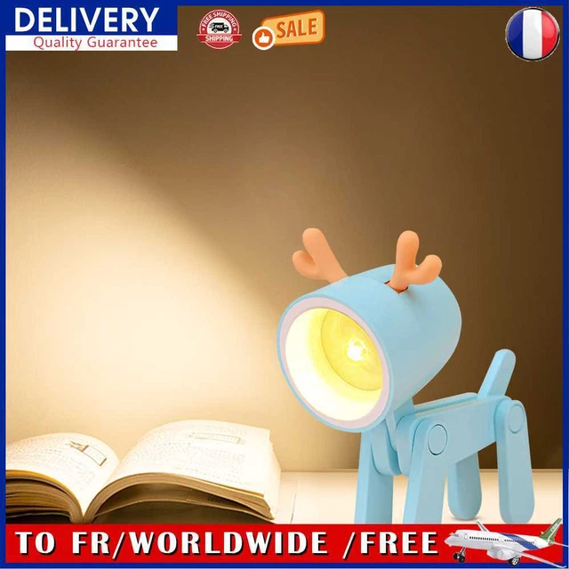 Animal Bedroom Lamp Adjustable Desktop Lamp for Room Decoration (Deer Blue)