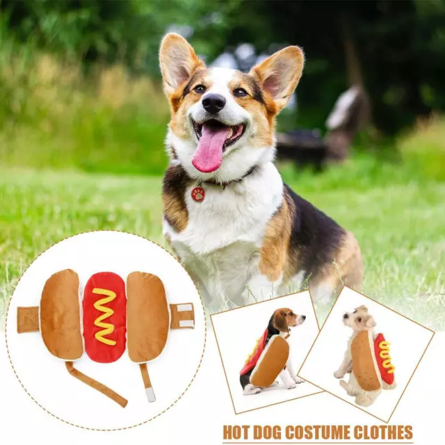 Pet Dress Up Costume Hot Dog Shaped Dachshund Sausage Cosplay Funny Clothes D2A1