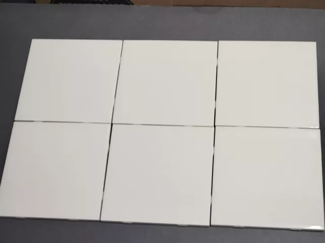 Lot of 6 AMERICAN OLEAN 6" x 6" Ceramic Tiles - Glossy White Biscuit NOS
