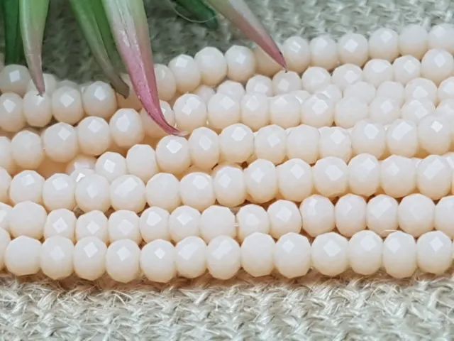 145 Glas schliff facettierte Perlen Rondelle Abakus Kristall Pfirsich 3*4mm