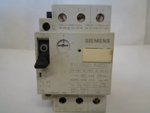 Siemens 3Vu1300-1Mk00 Manual Motor Starter-Protector 4-6A