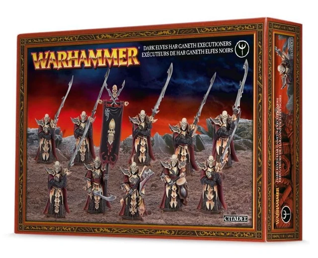 Lot Warhammer AOS - 8 Lanciers Elfes Noirs + État Major - Figurines Métal Citadel GW (Occasion)