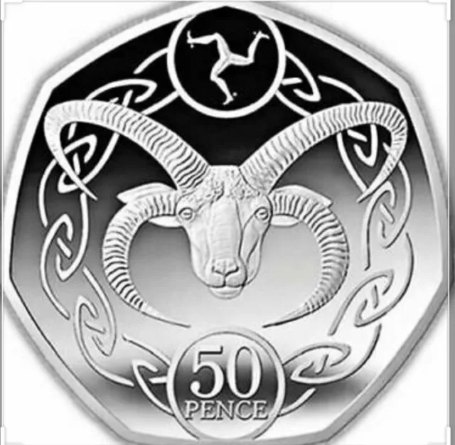 Isle Of Man 🇮🇲 Coin 50p Pence 2021 Loaghtan Sheep Horns UNC From Roll Animal