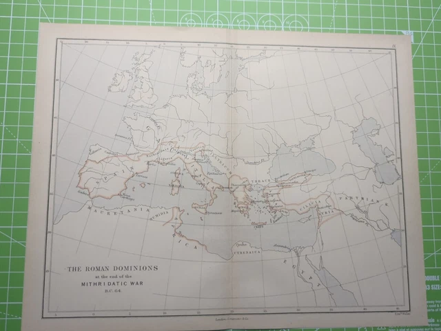 1882 The Roman Dominions At The End Of The Mithridatic War BC 64 Map - Weller