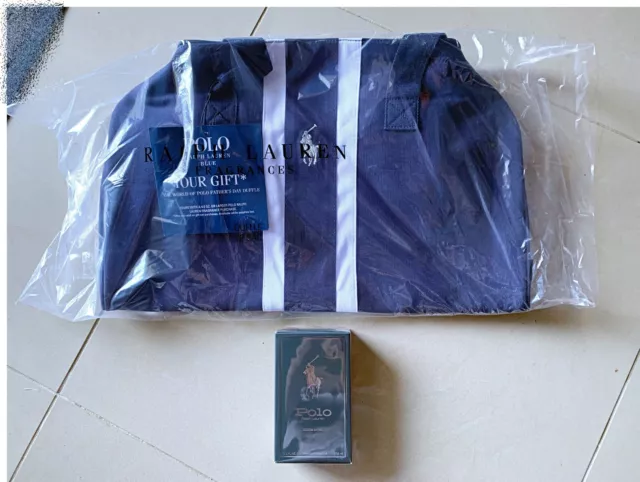 NIB RALPH LAUREN POLO MENS COLOGNE INTENSE SPRAY 4.0 Oz / 118 mL + DUFFLE BAG