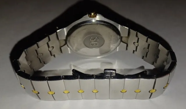 MOVADO Museum 81 G1 1892 Men's used watch quartz black dial gold silver 6.75". 8