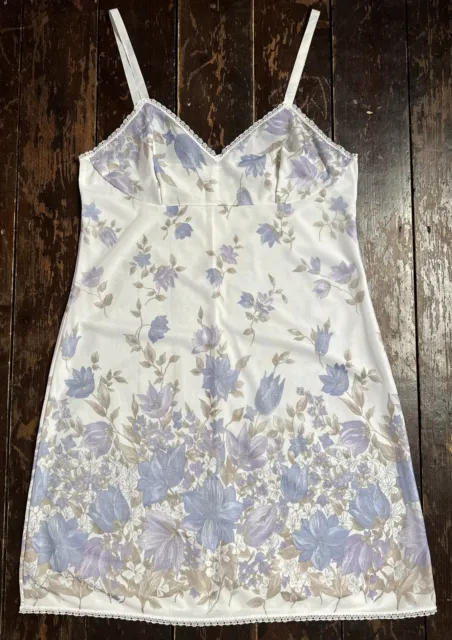 Mini camicia da notte midi lingerie slip vintage anni '60 bianco blu floreale nylon ST MICHAEL M