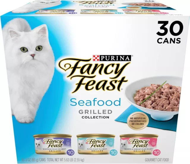 Cat Food FANCY FEAST Wet Cat Food Seafood 85g Pack of 30 Cans