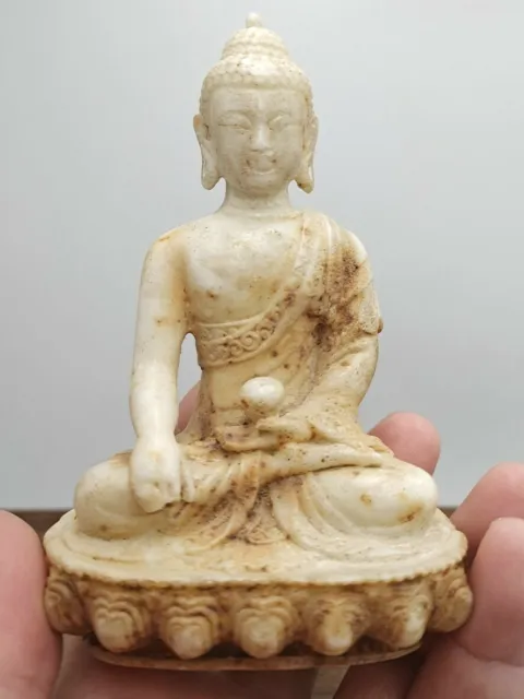 Marvellous China White Jade Buddha sitting Lotus Blessing Statue/Sculpture