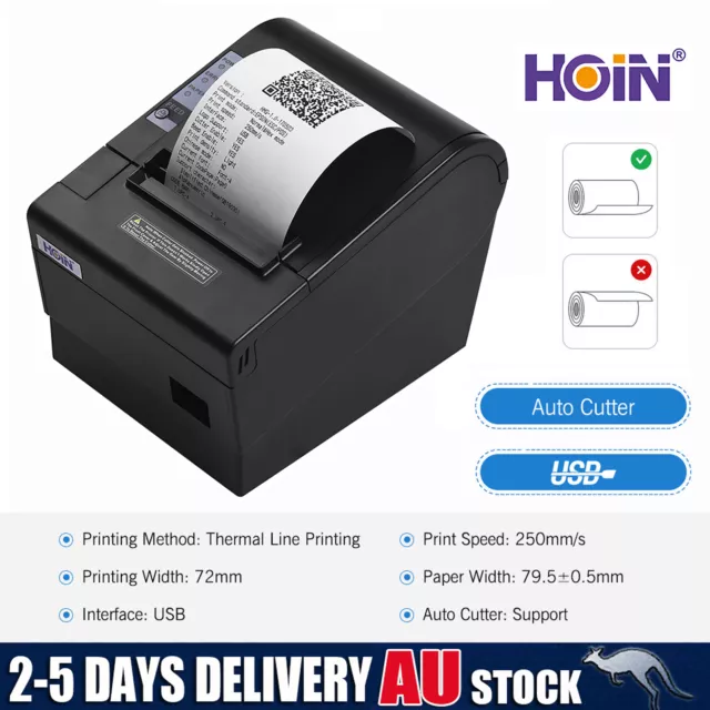 HOIN 80mm USB Thermal Receipt POS Printer Auto High Speed Printer Home Business