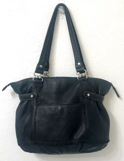 The SAK Black Pebble Leather Torrance Shoulder Bag Tote Purse Double Straps