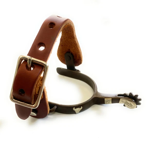 Antique Brown Steer Head Spurs Package - Youth