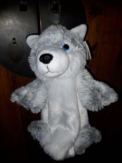 Doudou Marionnette Chien Husky Gris Chiné Blanc  Dani Créations  ttbe