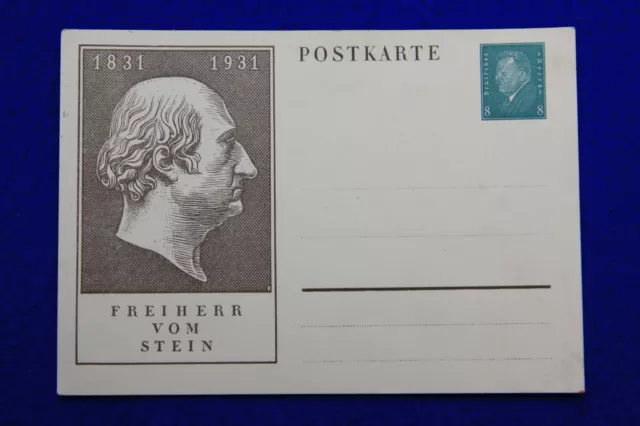 Unbenutze Postkarte Ganzsache Freiherr vom Stein mit 8 Pfennig Friedrich Ebert