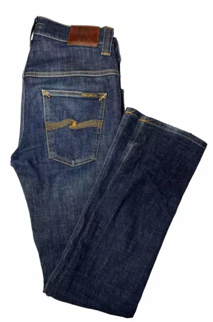 Nudie Jeans Thin Finn Mens 32x34  Blue Denim Jeans Skinny Stretch Italy