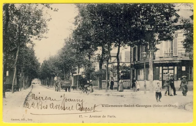 cpa 94 - VILLENEUVE SAINT GEORGES (Val de Marne) Avenue de PARIS Animée La POSTE