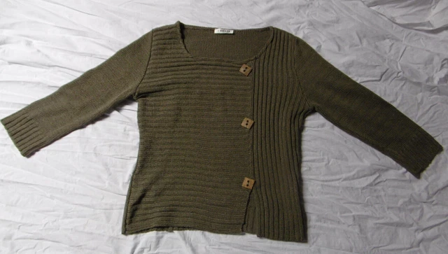 Pull En Laine Turquoise Et Gris - Taille Unique (S) - Marque Cassis Collection - Occasion Très Bon état