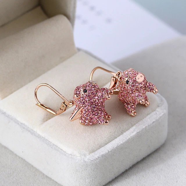 Kate Spade New York Rose Gold Imagination Pave Pig Shape  Earrings Jewelry