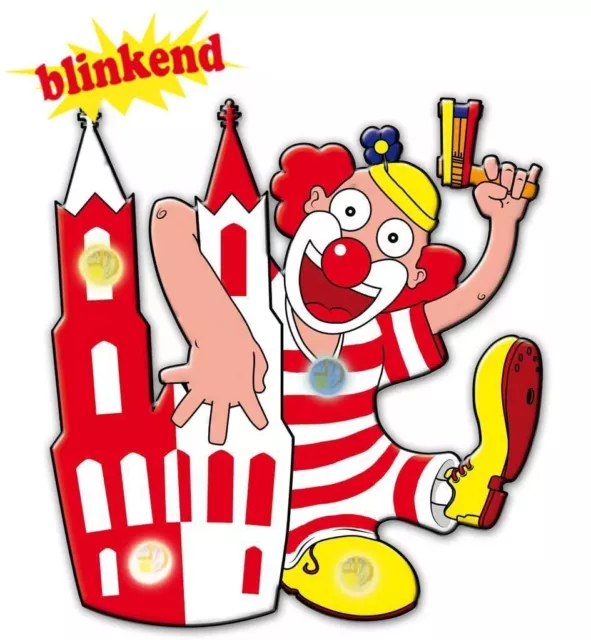 Blinkie Motiv Dom-Clown blinkend Anstecker Karneval Accessoire Köln 124068113F