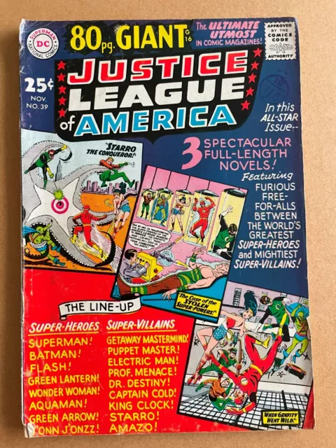 Justice League Of America  #39. DC Silver Age 80 Pg Giant Nov 1965. Gd condition
