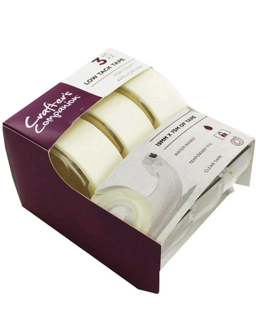 Cinta de bajo tack Crafters Companion - Paquete de 3, suministros artesanales, totalmente nueva