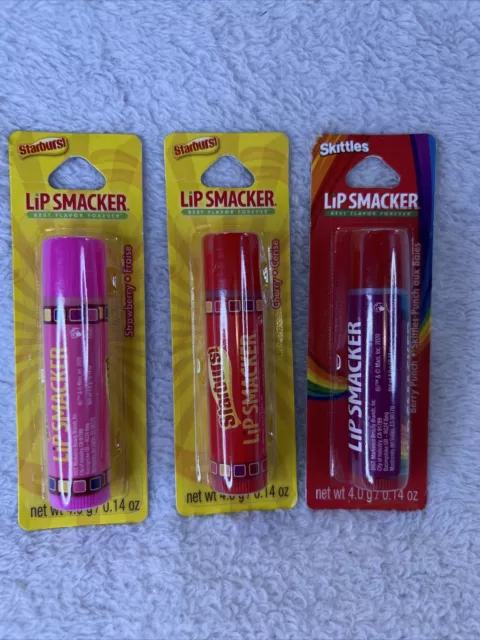 Lip Smacker Cherry and Strawberry Starburst Berry Punch Skittles Lip Balms Lot