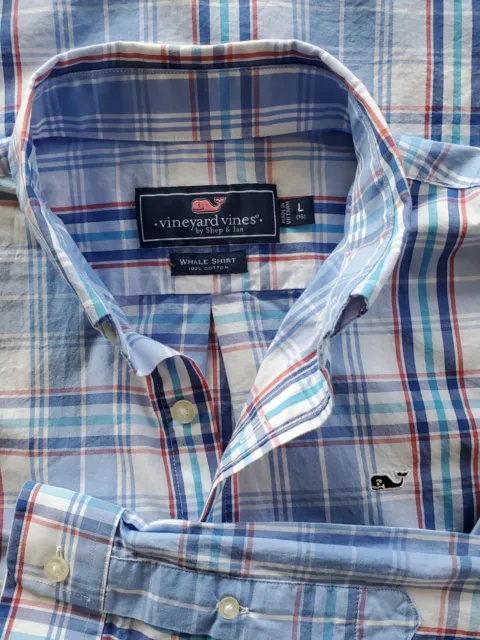 Vineyard Vines Boys Large(16)  Button Down Long Sleeve Plaid  Whale Shirt